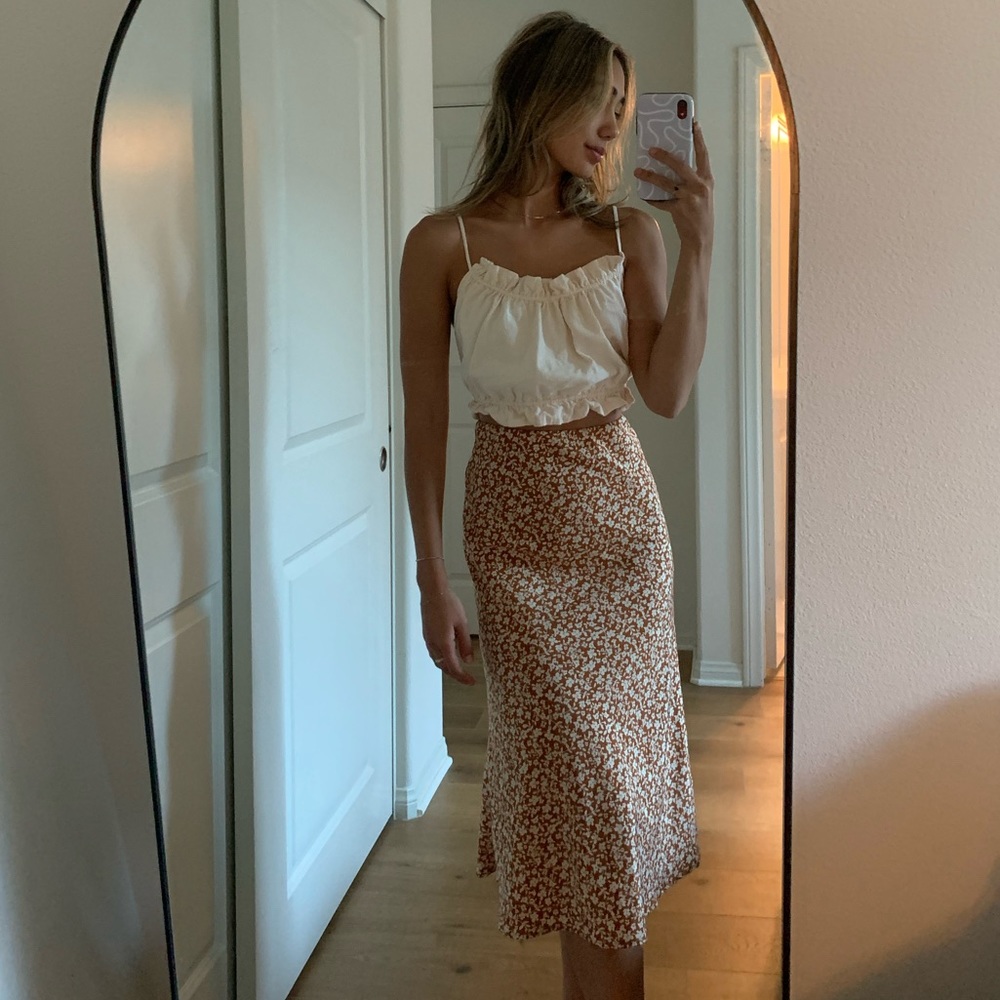 Orange midi skirt